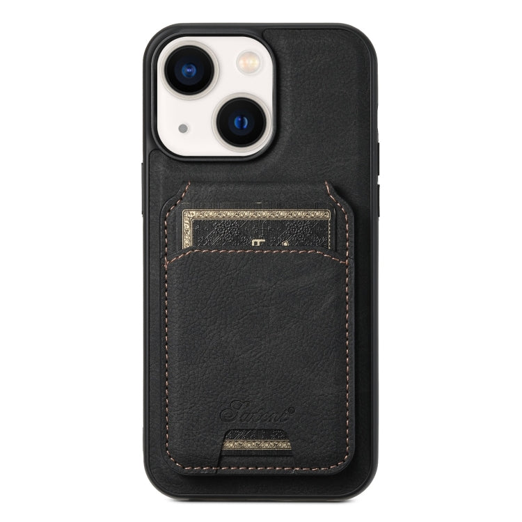 For iPhone 14 Plus Suteni H16 Litchi Texture Leather Detachable Wallet Back Phone Case(Black) - iPhone 14 Plus Cases by Suteni | Online Shopping UK | buy2fix