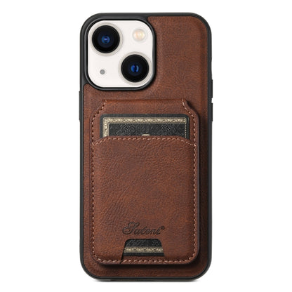 For iPhone 14 Suteni H16 Litchi Texture Leather Detachable Wallet Back Phone Case(Brown) - iPhone 14 Cases by Suteni | Online Shopping UK | buy2fix