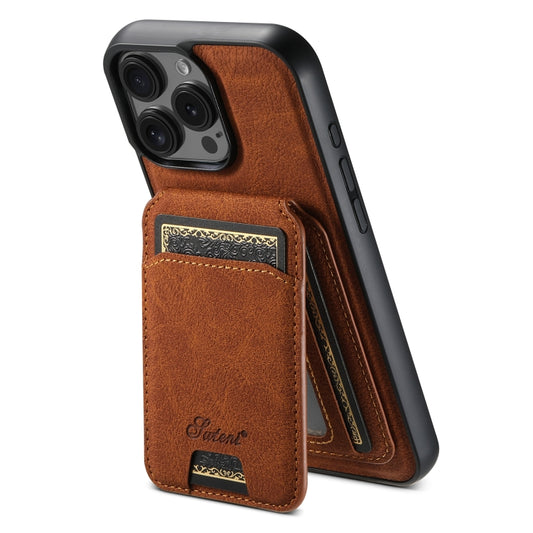 For iPhone 16 Pro Suteni H16 Litchi Texture Leather Detachable Wallet Back Phone Case(Khaki) by Suteni