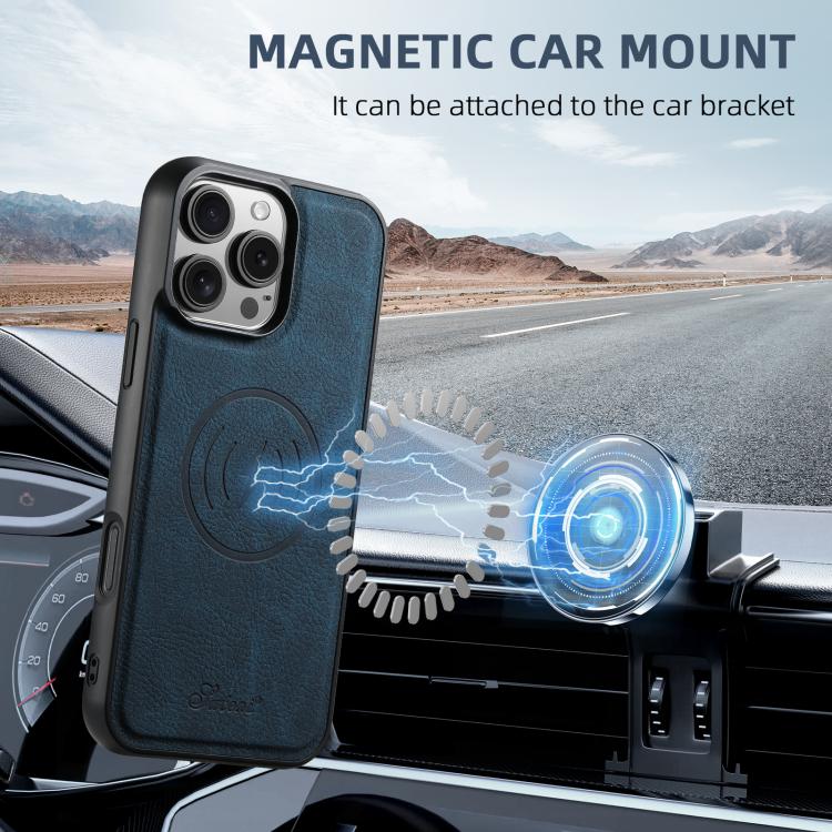 For iPhone 16e Suteni H16 Litchi Texture Leather Detachable Wallet Back Phone Case(Blue) - iPhone 16e Cases by Suteni | Online Shopping UK | buy2fix