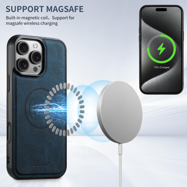 For iPhone 16e Suteni H16 Litchi Texture Leather Detachable Wallet Back Phone Case(Blue) - iPhone 16e Cases by Suteni | Online Shopping UK | buy2fix