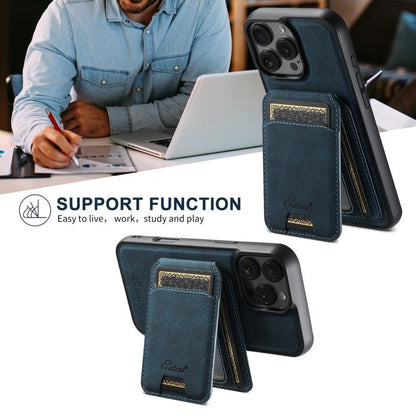 For iPhone 16e Suteni H16 Litchi Texture Leather Detachable Wallet Back Phone Case(Blue) - iPhone 16e Cases by Suteni | Online Shopping UK | buy2fix