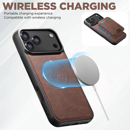 For iPhone 17 Pro Max Suteni H16 Litchi Texture Leather Detachable Wallet Back Phone Case(Brown) - iPhone 17 Pro Max Cases by Suteni | Online Shopping UK | buy2fix