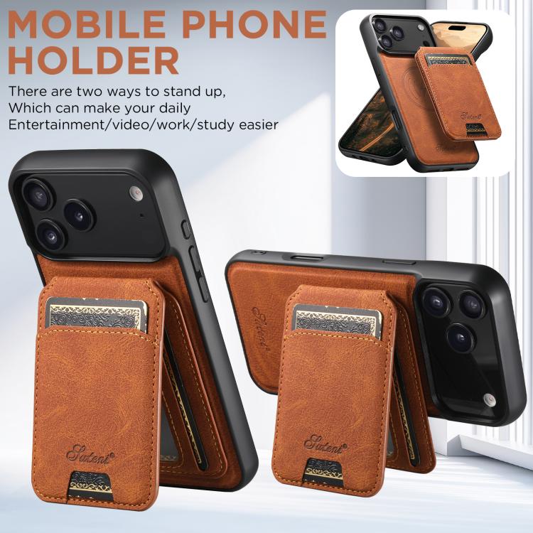 For iPhone 17 Pro Max Suteni H16 Litchi Texture Leather Detachable Wallet Back Phone Case(Khaki) - iPhone 17 Pro Max Cases by Suteni | Online Shopping UK | buy2fix