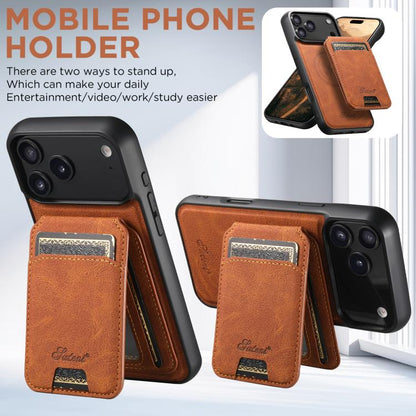 For iPhone 17 Pro Max Suteni H16 Litchi Texture Leather Detachable Wallet Back Phone Case(Khaki) - iPhone 17 Pro Max Cases by Suteni | Online Shopping UK | buy2fix