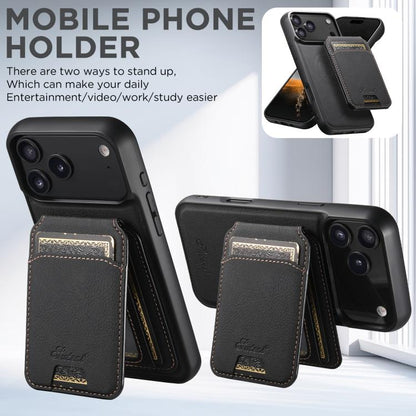 For iPhone 17 Pro Suteni H16 Litchi Texture Leather Detachable Wallet Back Phone Case(Black) - iPhone 17 Pro Cases by Suteni | Online Shopping UK | buy2fix