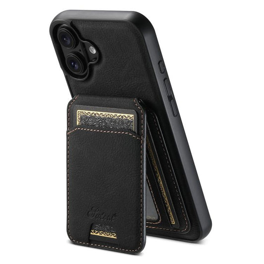 For iPhone 17 Suteni H16 Litchi Texture Leather Detachable Wallet Back Phone Case(Black) - iPhone 17 Cases by Suteni | Online Shopping UK | buy2fix