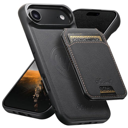 For iPhone Air Suteni H16 Litchi Texture Leather Detachable Wallet Back Phone Case(Black) - iPhone Air Cases by Suteni | Online Shopping UK | buy2fix