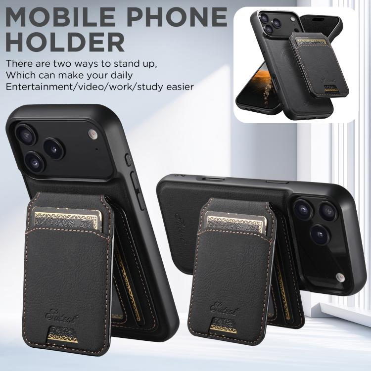 For iPhone Air Suteni H16 Litchi Texture Leather Detachable Wallet Back Phone Case(Black) - iPhone Air Cases by Suteni | Online Shopping UK | buy2fix