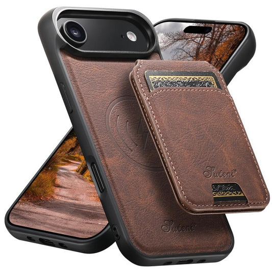 For iPhone 17 Air Suteni H16 Litchi Texture Leather Detachable Wallet Back Phone Case(Brown) - iPhone 17 Air Cases by Suteni | Online Shopping UK | buy2fix