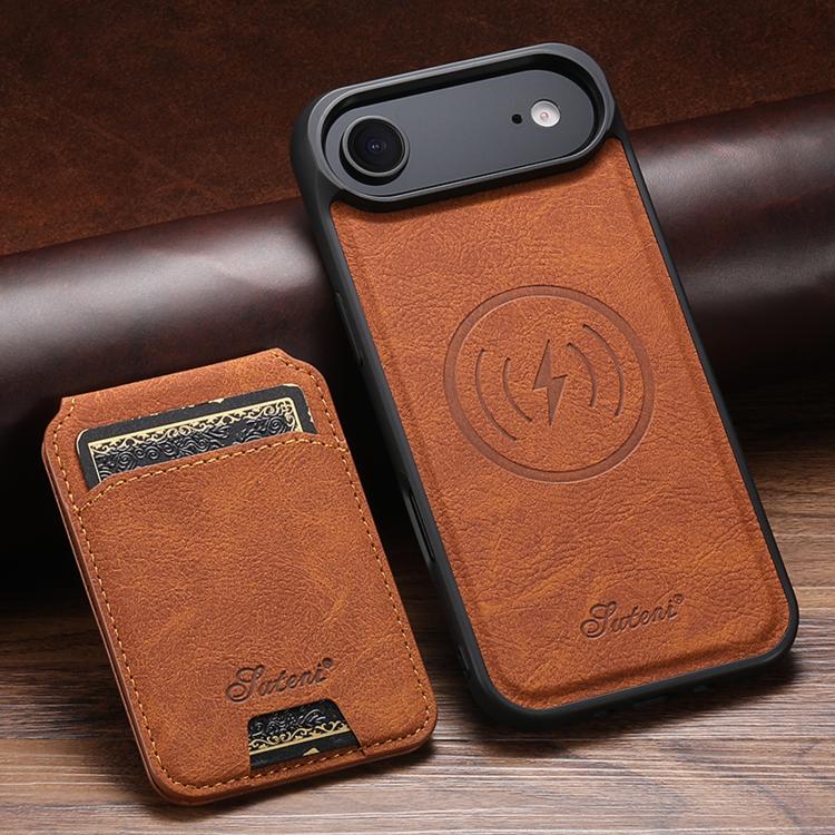 For iPhone 17 Air Suteni H16 Litchi Texture Leather Detachable Wallet Back Phone Case(Khaki) - iPhone 17 Air Cases by Suteni | Online Shopping UK | buy2fix