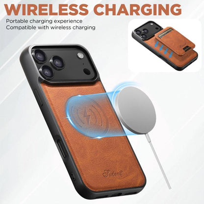 For iPhone 17 Air Suteni H16 Litchi Texture Leather Detachable Wallet Back Phone Case(Khaki) - iPhone 17 Air Cases by Suteni | Online Shopping UK | buy2fix