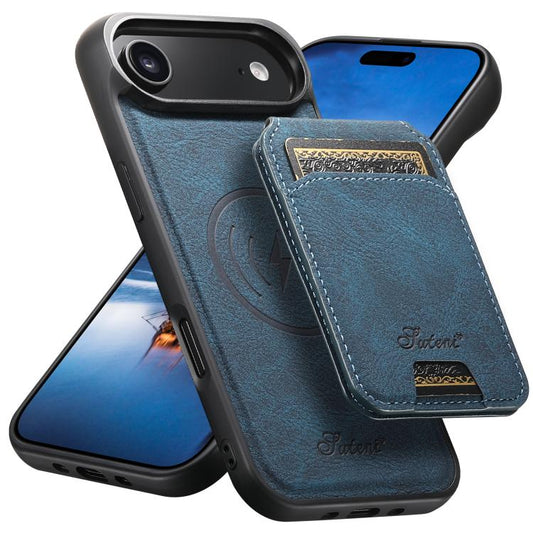 For iPhone Air Suteni H16 Litchi Texture Leather Detachable Wallet Back Phone Case(Blue) - iPhone Air Cases by Suteni | Online Shopping UK | buy2fix