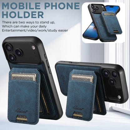 For iPhone Air Suteni H16 Litchi Texture Leather Detachable Wallet Back Phone Case(Blue) - iPhone Air Cases by Suteni | Online Shopping UK | buy2fix