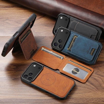 For iPhone 15 Suteni H16 Litchi Texture Leather Detachable Wallet Back Phone Case(Brown) - iPhone 15 Cases by Suteni | Online Shopping UK | buy2fix