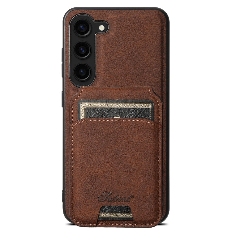 For Samsung Galaxy S23+ 5G Suteni H16 Litchi Texture Leather Detachable Wallet Back Phone Case(Brown) - Galaxy S23+ 5G Cases by Suteni | Online Shopping UK | buy2fix