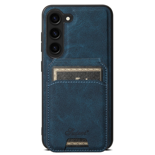For Samsung Galaxy S23+ 5G Suteni H16 Litchi Texture Leather Detachable Wallet Back Phone Case(Blue) by Suteni