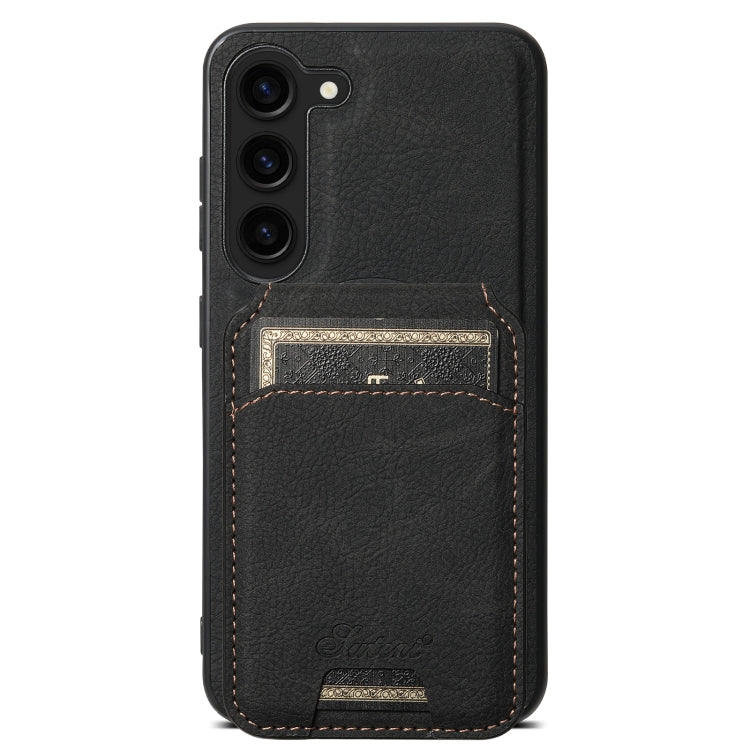 For Samsung Galaxy S23 5G Suteni H16 Litchi Texture Leather Detachable Wallet Back Phone Case(Black) - Galaxy S23 5G Cases by Suteni | Online Shopping UK | buy2fix
