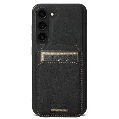 For Samsung Galaxy S23 5G Suteni H16 Litchi Texture Leather Detachable Wallet Back Phone Case(Black) - Galaxy S23 5G Cases by Suteni | Online Shopping UK | buy2fix