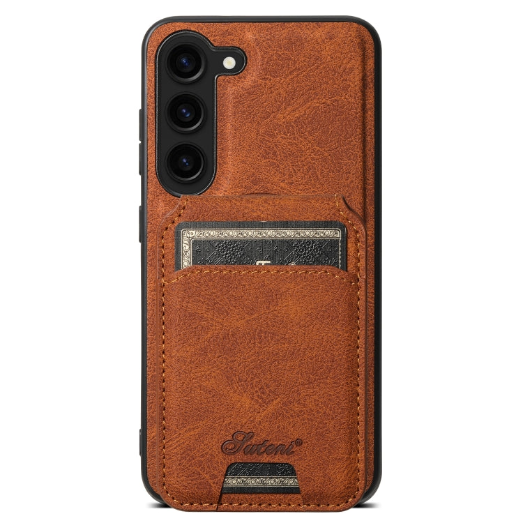 For Samsung Galaxy S23 5G Suteni H16 Litchi Texture Leather Detachable Wallet Back Phone Case(Khaki) - Galaxy S23 5G Cases by Suteni | Online Shopping UK | buy2fix