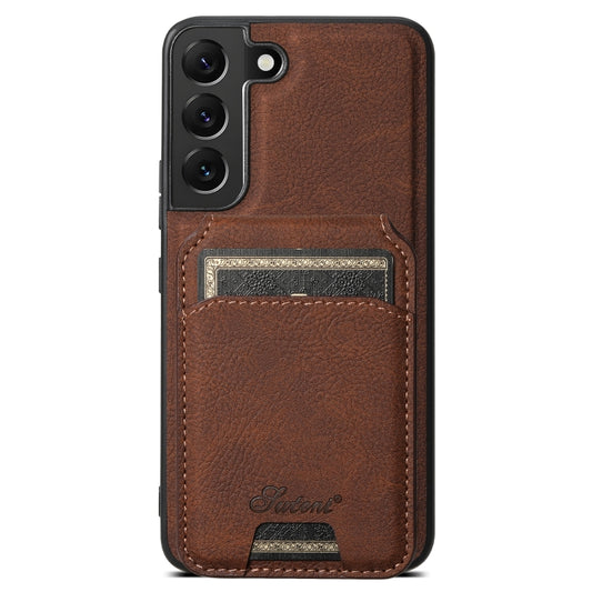 For Samsung Galaxy S22+ 5G Suteni H16 Litchi Texture Leather Detachable Wallet Back Phone Case(Brown) by Suteni