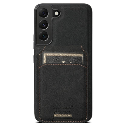 For Samsung Galaxy S22 5G Suteni H16 Litchi Texture Leather Detachable Wallet Back Phone Case(Black) by Suteni