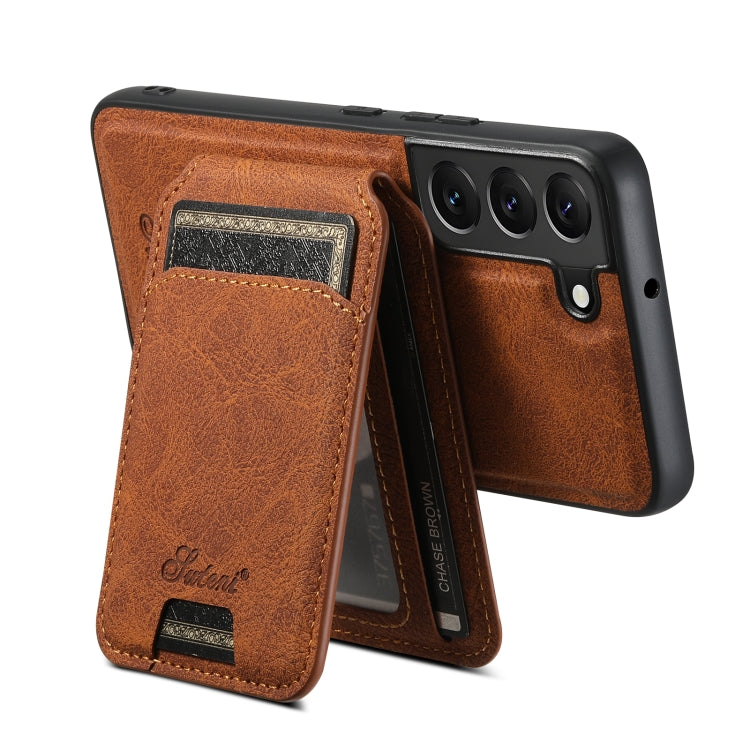 For Samsung Galaxy S22 5G Suteni H16 Litchi Texture Leather Detachable Wallet Back Phone Case(Brown) - Galaxy S22 5G Cases by Suteni | Online Shopping UK | buy2fix