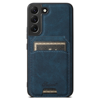 For Samsung Galaxy S22 5G Suteni H16 Litchi Texture Leather Detachable Wallet Back Phone Case(Blue) - Galaxy S22 5G Cases by Suteni | Online Shopping UK | buy2fix