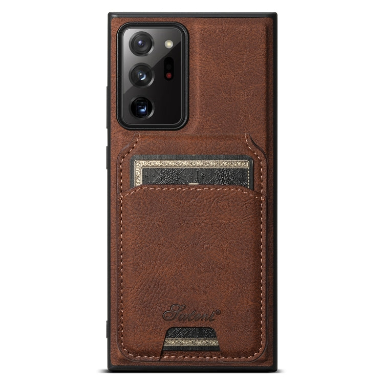 For Samsung Galaxy Note20 Ultra 5G Suteni H16 Litchi Texture Leather Detachable Wallet Back Phone Case(Brown) - Galaxy Note20 Ultra Cases by Suteni | Online Shopping UK | buy2fix