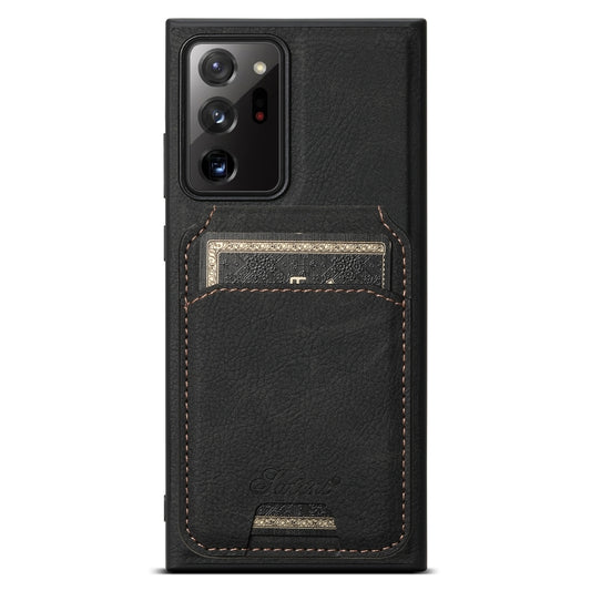 For Samsung Galaxy Note20 5G Suteni H16 Litchi Texture Leather Detachable Wallet Back Phone Case(Black) - Galaxy Note20 Cases by Suteni | Online Shopping UK | buy2fix