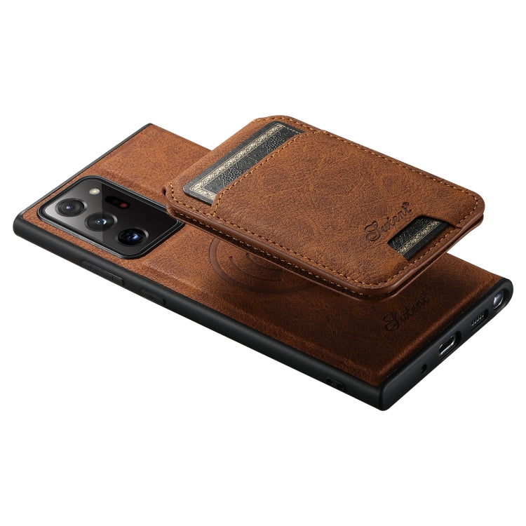 For Samsung Galaxy Note20 5G Suteni H16 Litchi Texture Leather Detachable Wallet Back Phone Case(Khaki) - Galaxy Note20 Cases by Suteni | Online Shopping UK | buy2fix