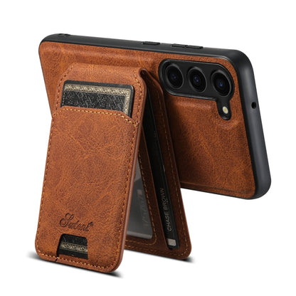 For Samsung Galaxy S24+ 5G Suteni H16 Litchi Texture Leather Detachable Wallet Back Phone Case(Brown) - Galaxy S24+ 5G Cases by Suteni | Online Shopping UK | buy2fix