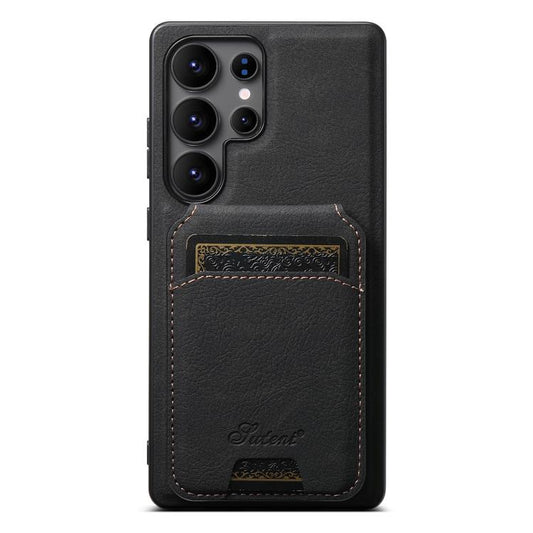 For Samsung Galaxy S25 Ultra 5G Suteni H16 Litchi Texture Leather Detachable Wallet Back Phone Case(Black) - Galaxy S25 Ultra 5G Cases by Suteni | Online Shopping UK | buy2fix