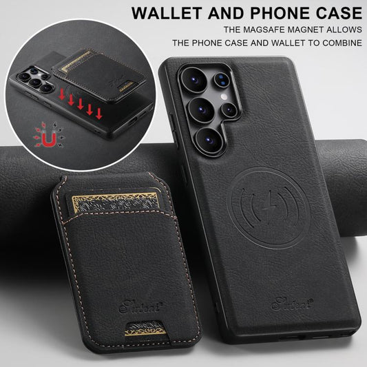 For Samsung Galaxy S25 Ultra 5G Suteni H16 Litchi Texture Leather Detachable Wallet Back Phone Case(Black) - Galaxy S25 Ultra 5G Cases by Suteni | Online Shopping UK | buy2fix