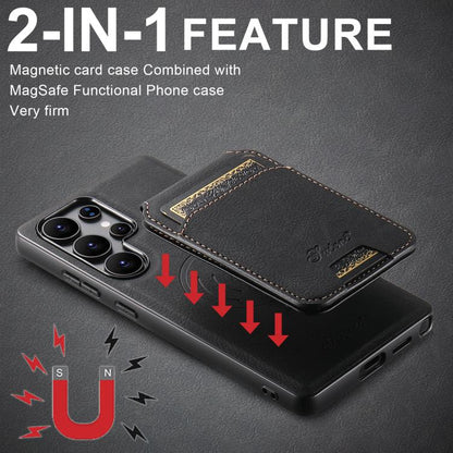 For Samsung Galaxy S25 Ultra 5G Suteni H16 Litchi Texture Leather Detachable Wallet Back Phone Case(Black) - Galaxy S25 Ultra 5G Cases by Suteni | Online Shopping UK | buy2fix