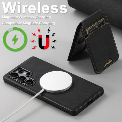 For Samsung Galaxy S25 Ultra 5G Suteni H16 Litchi Texture Leather Detachable Wallet Back Phone Case(Black) - Galaxy S25 Ultra 5G Cases by Suteni | Online Shopping UK | buy2fix