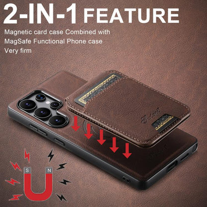 For Samsung Galaxy S25 Ultra 5G Suteni H16 Litchi Texture Leather Detachable Wallet Back Phone Case(Brown) - Galaxy S25 Ultra 5G Cases by Suteni | Online Shopping UK | buy2fix
