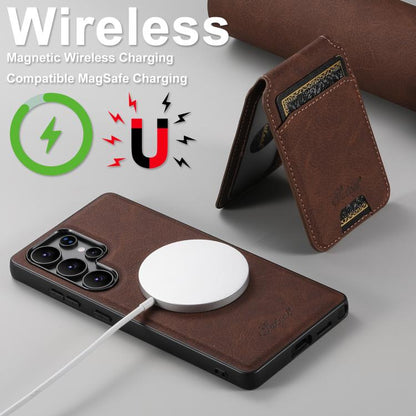 For Samsung Galaxy S25 Ultra 5G Suteni H16 Litchi Texture Leather Detachable Wallet Back Phone Case(Brown) - Galaxy S25 Ultra 5G Cases by Suteni | Online Shopping UK | buy2fix