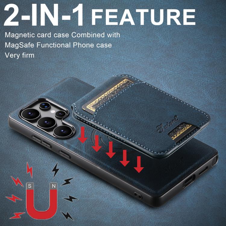 For Samsung Galaxy S25 Ultra 5G Suteni H16 Litchi Texture Leather Detachable Wallet Back Phone Case(Blue) - Galaxy S25 Ultra 5G Cases by Suteni | Online Shopping UK | buy2fix