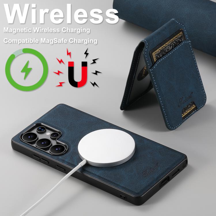 For Samsung Galaxy S25 Ultra 5G Suteni H16 Litchi Texture Leather Detachable Wallet Back Phone Case(Blue) - Galaxy S25 Ultra 5G Cases by Suteni | Online Shopping UK | buy2fix