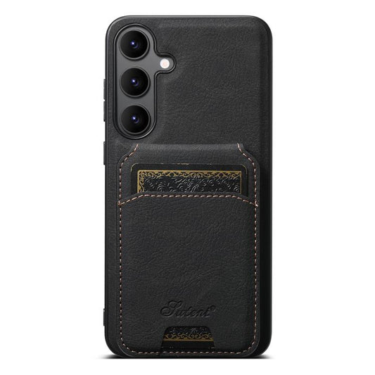 For Samsung Galaxy S25+ 5G Suteni H16 Litchi Texture Leather Detachable Wallet Back Phone Case(Black) - Galaxy S25+ 5G Cases by Suteni | Online Shopping UK | buy2fix