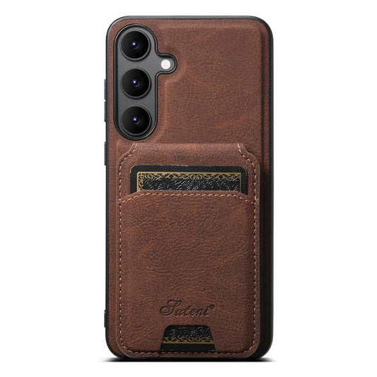 For Samsung Galaxy S25+ 5G Suteni H16 Litchi Texture Leather Detachable Wallet Back Phone Case(Brown) - Galaxy S25+ 5G Cases by Suteni | Online Shopping UK | buy2fix