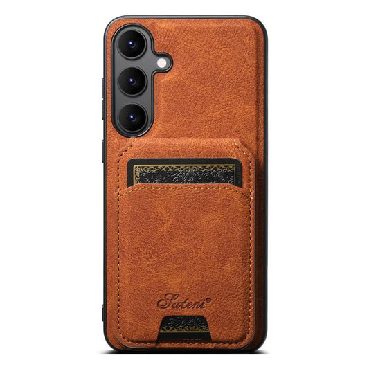For Samsung Galaxy S25+ 5G Suteni H16 Litchi Texture Leather Detachable Wallet Back Phone Case(Khaki) - Galaxy S25+ 5G Cases by Suteni | Online Shopping UK | buy2fix