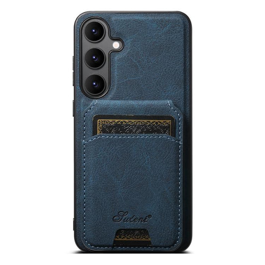 For Samsung Galaxy S25+ 5G Suteni H16 Litchi Texture Leather Detachable Wallet Back Phone Case(Blue) - Galaxy S25+ 5G Cases by Suteni | Online Shopping UK | buy2fix