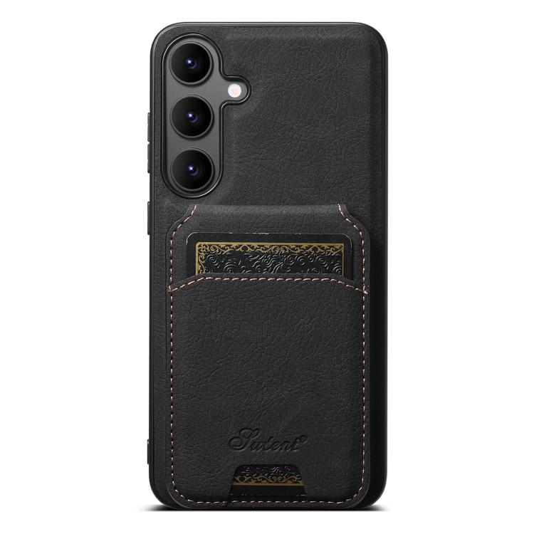 For Samsung Galaxy S25 5G Suteni H16 Litchi Texture Leather Detachable Wallet Back Phone Case(Black) - Galaxy S25 5G Cases by Suteni | Online Shopping UK | buy2fix