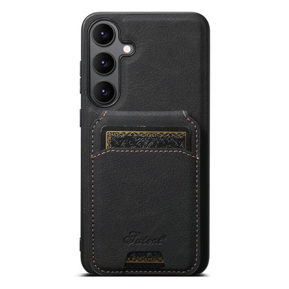 For Samsung Galaxy S25 5G Suteni H16 Litchi Texture Leather Detachable Wallet Back Phone Case(Black) - Galaxy S25 5G Cases by Suteni | Online Shopping UK | buy2fix