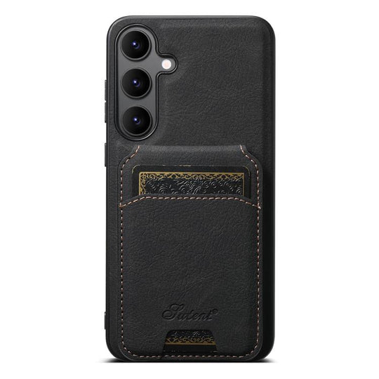 For Samsung Galaxy S25 5G Suteni H16 Litchi Texture Leather Detachable Wallet Back Phone Case(Black)