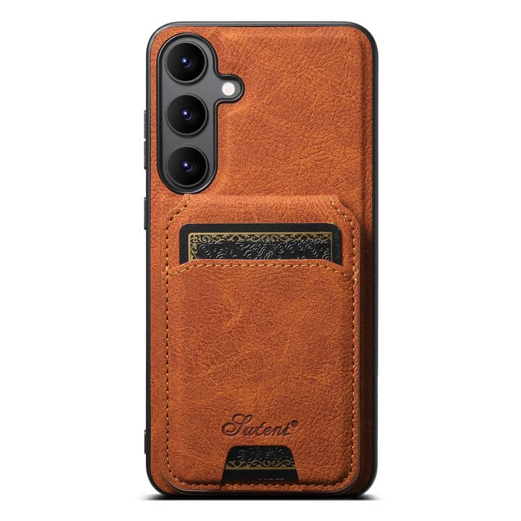 For Samsung Galaxy S25 5G Suteni H16 Litchi Texture Leather Detachable Wallet Back Phone Case(Khaki) - Galaxy S25 5G Cases by Suteni | Online Shopping UK | buy2fix
