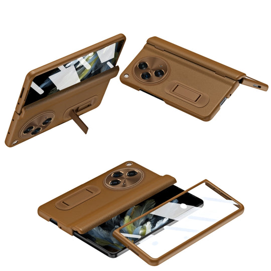 For OPPO Find N3 Integrated Folding Hinge Leather Phone Case, No Pen(Brown)