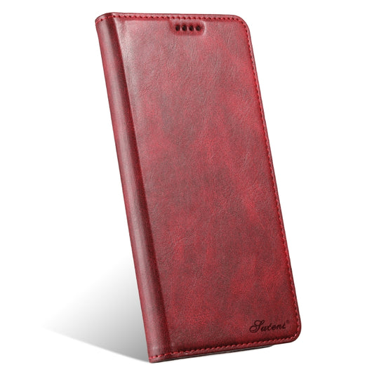 For iPhone 15 Pro Suteni J02 Oil Wax Wallet Leather Phone Case(Red) - iPhone 15 Pro Cases by Suteni | Online Shopping UK | buy2fix